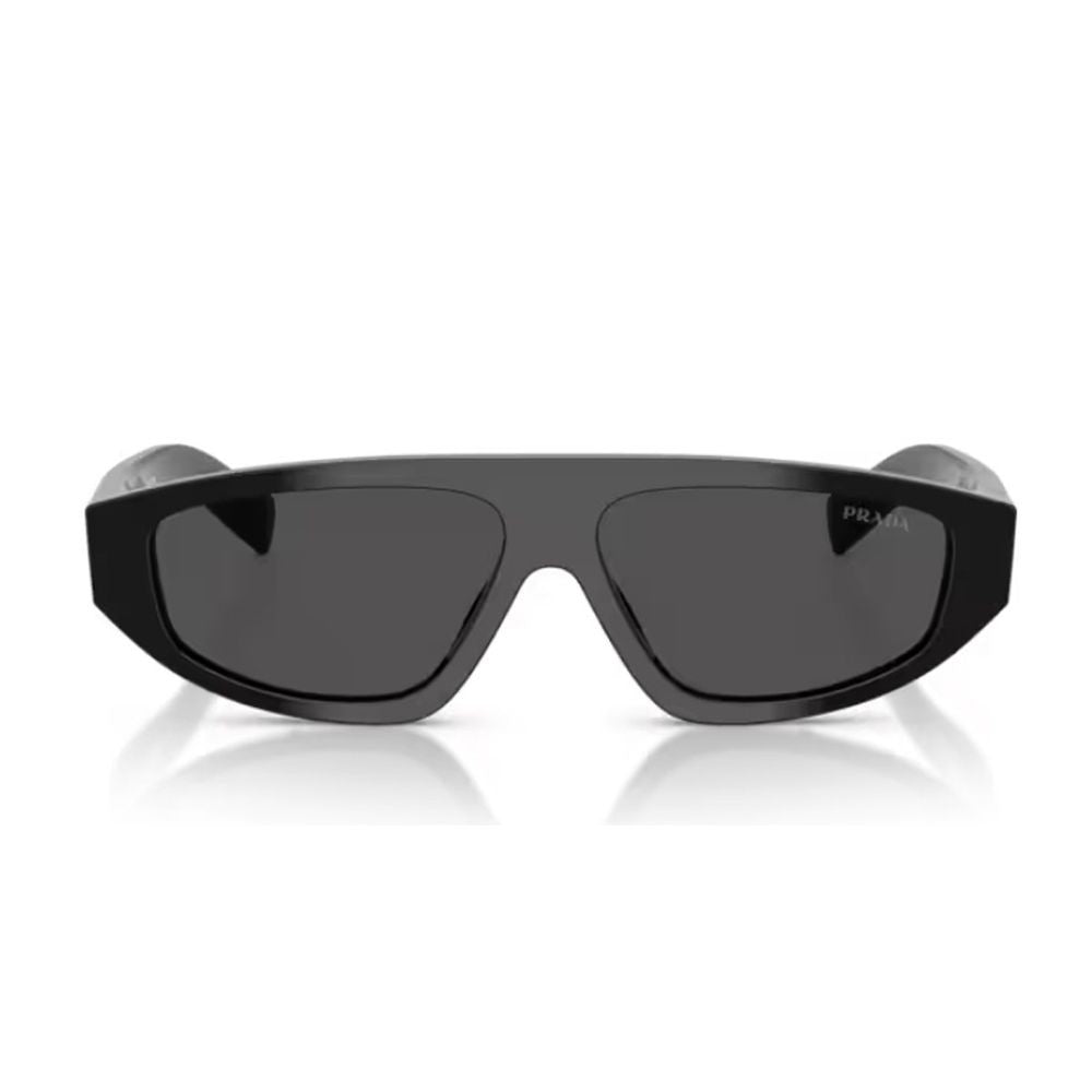 Prada Bold Sculpted Black Acetate Sunglasses With Dark Grey Lenses