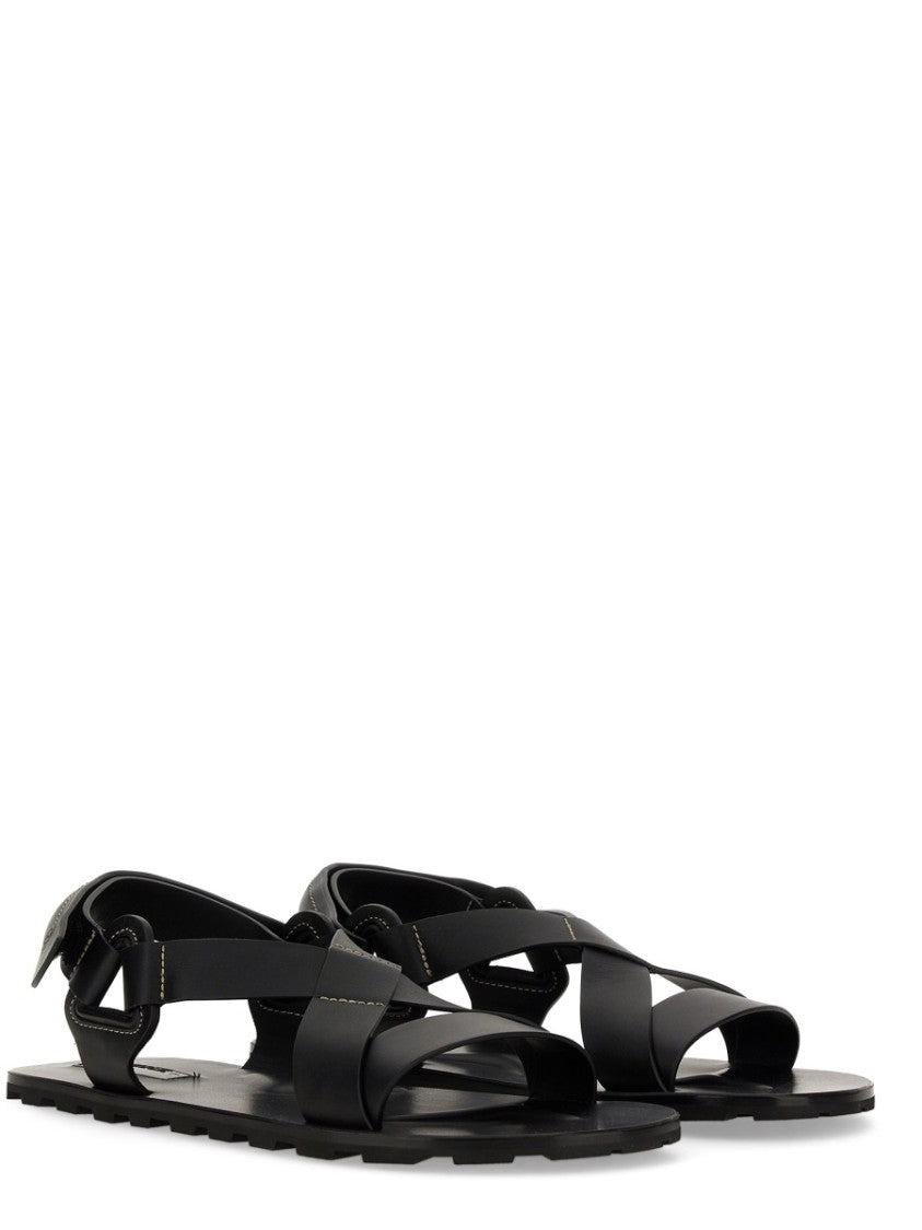 Jil Sander Crisscross Strap Sandal With Durable Rubber Sole