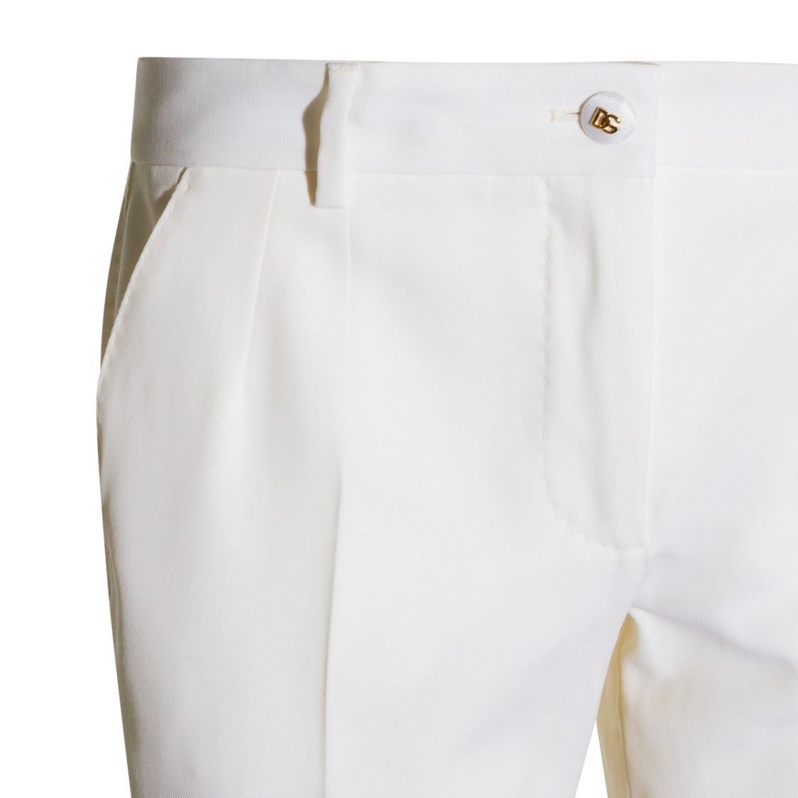 Dolce & Gabbana White Wool Straight-Leg Pants
