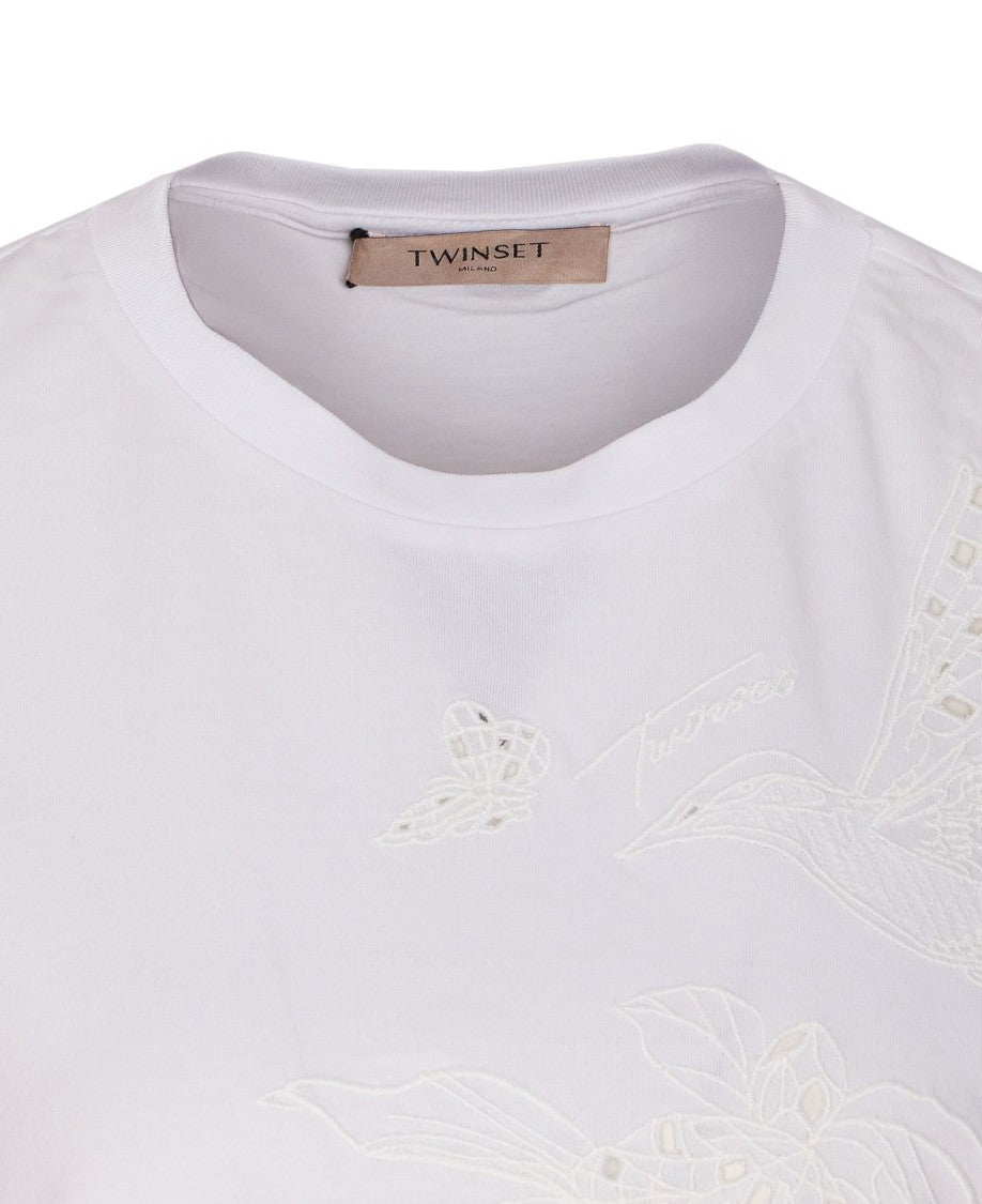 Twin-Set Short Sleeve T-Shirt With Subtle Floral Design