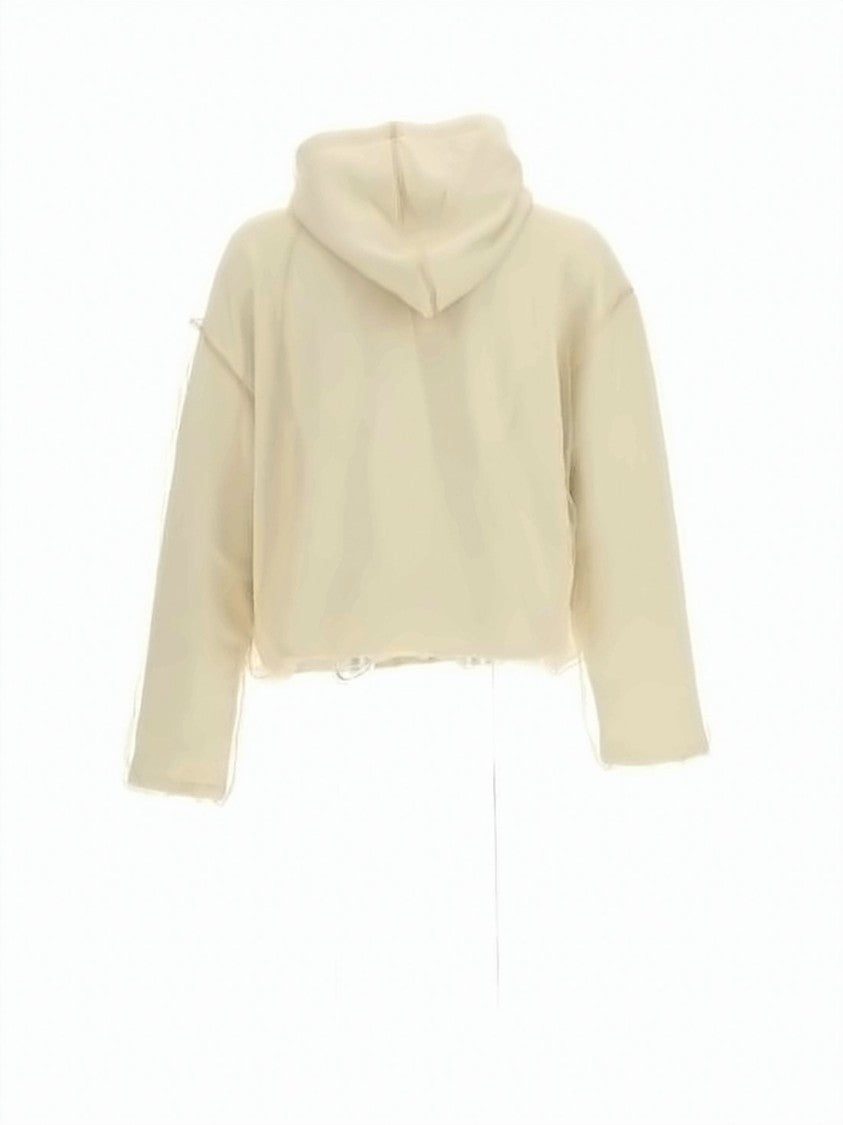 Ami Paris Cropped Relaxed-Fit Hoodie With Embellished Heart Logo