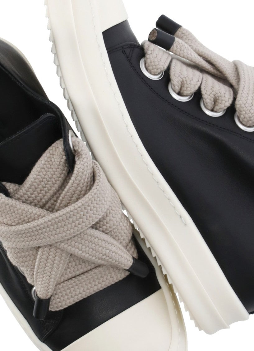 Rick Owens Black White Round Tip Sneakers