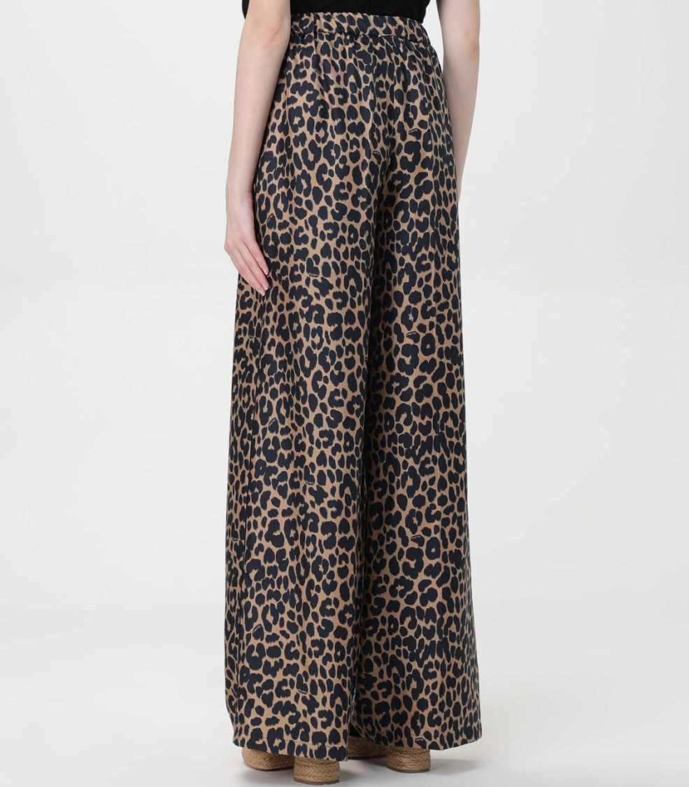 Max Mara Wide-Leg Palazzo Pants With Bold Leopard Print
