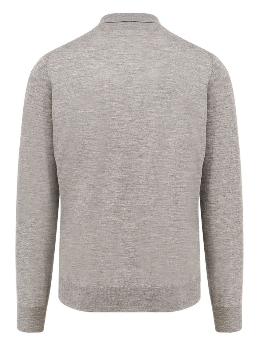 Brunello Cucinelli Long-Sleeved Grey Polo With Textured Fabric