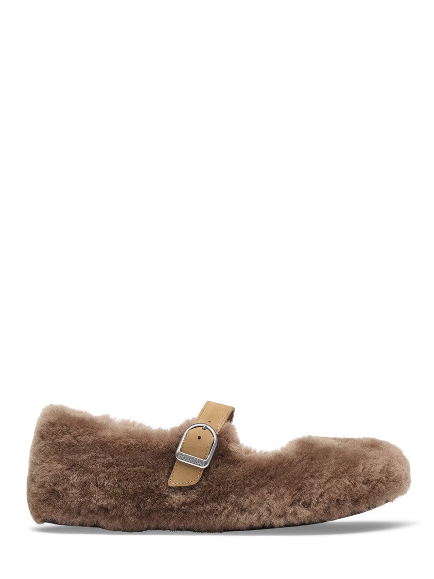 Birkenstock Gray Taupe Santa Clarita S Plush Leather Flats