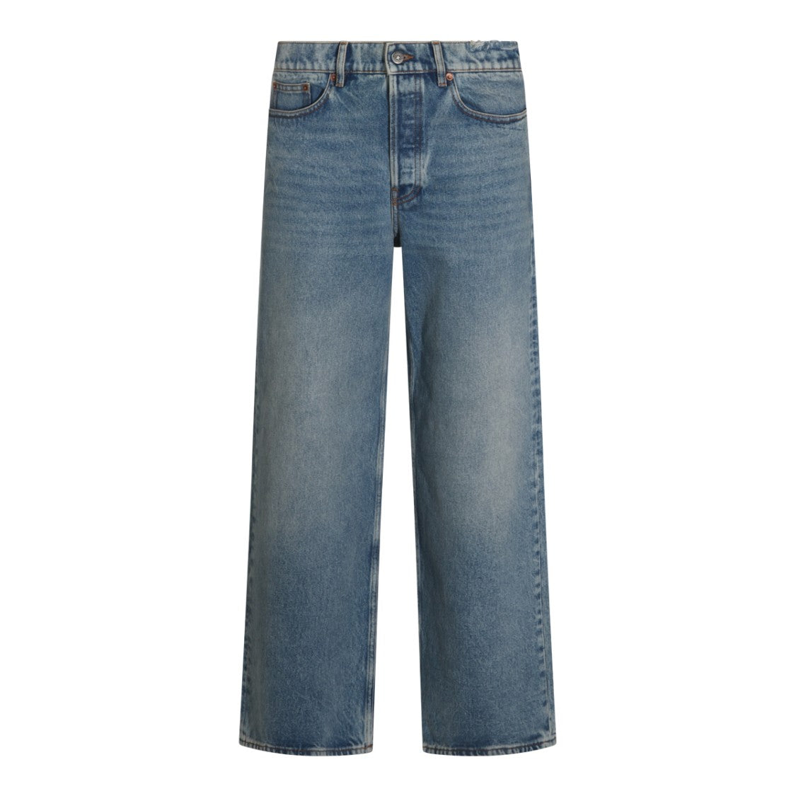 Golden Goose Vintage Blue Denim Parker Jeans With Wide Leg Design