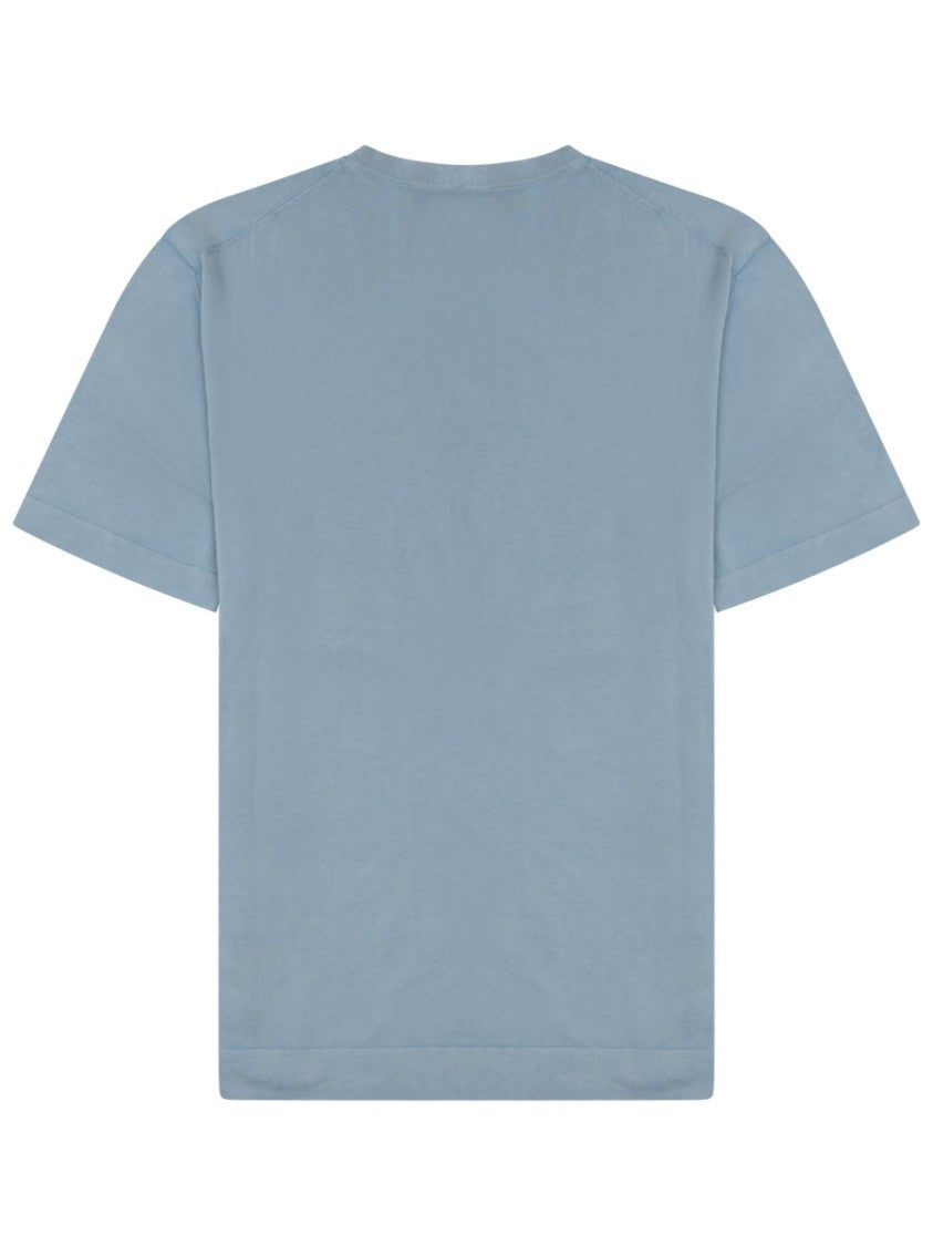 Drumohr Minimalist Crew Neck T-Shirt In Muted Blue