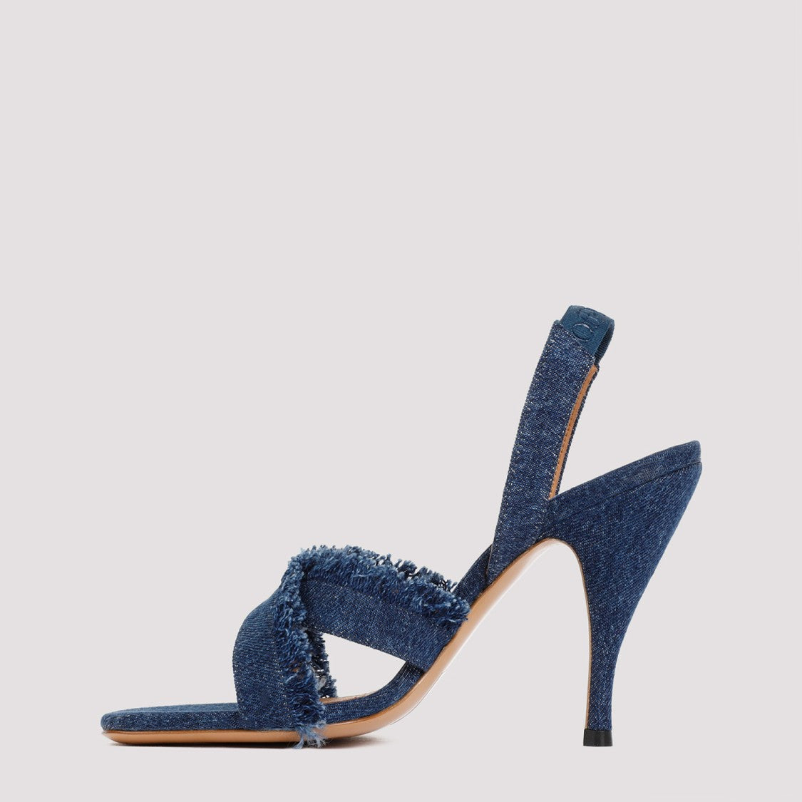 Off-White Blue Cotton Curvy Heel Denim Sandal