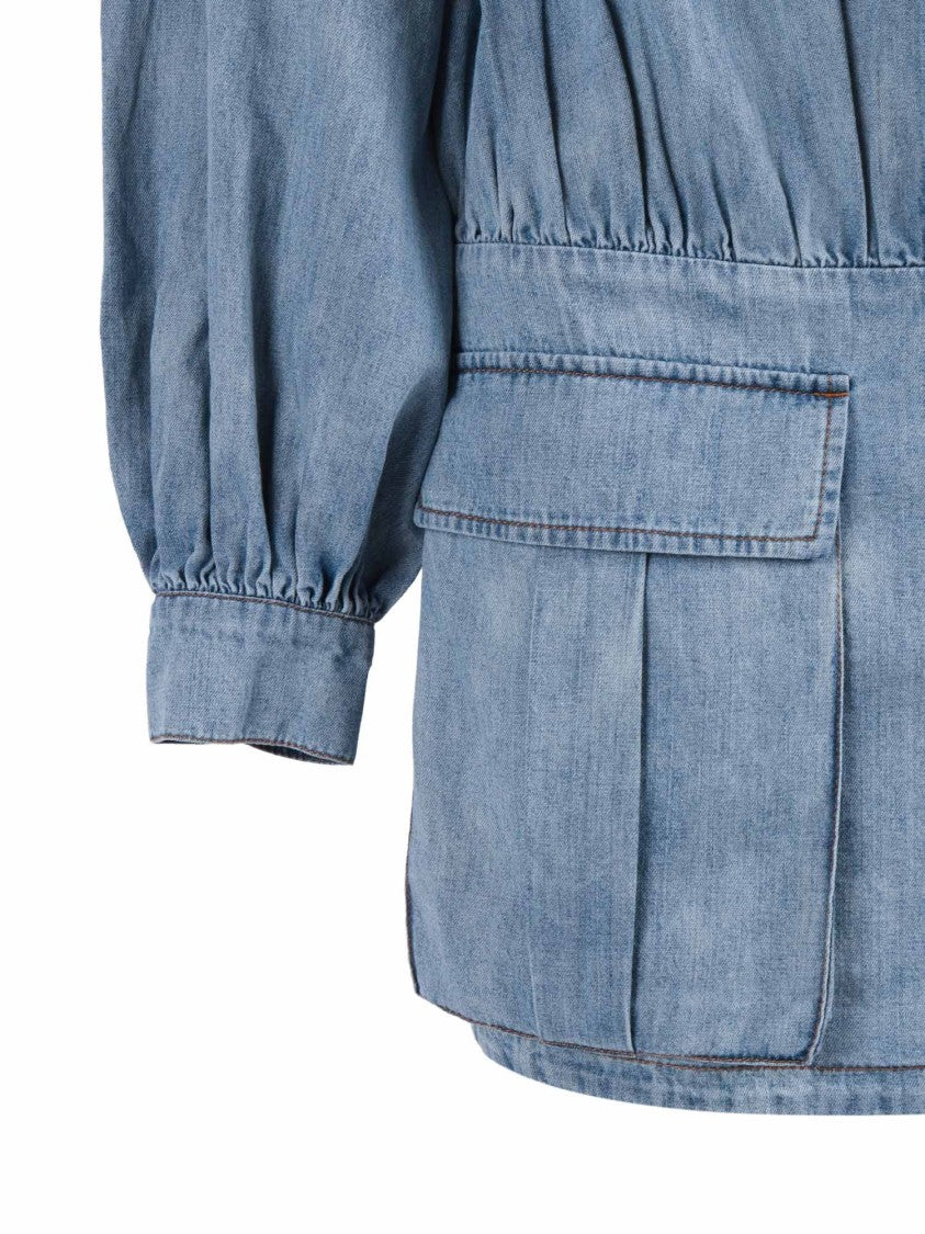 7 For All Mankind Utility Chambray Puffed Mini Dress