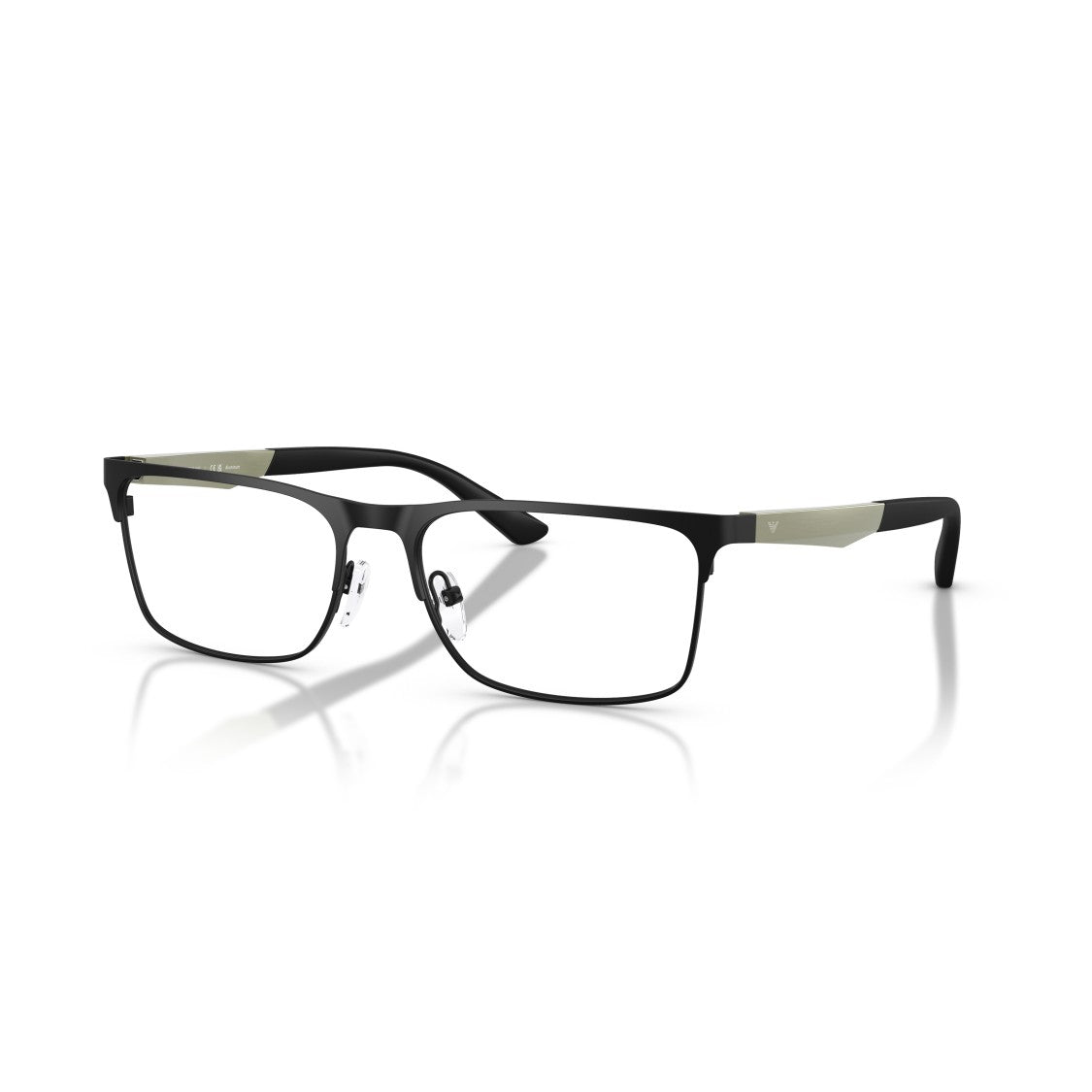 Emporio Armani 0Ea1183 Rectangular Matte Black Eyeglasses With Olive Green Accents