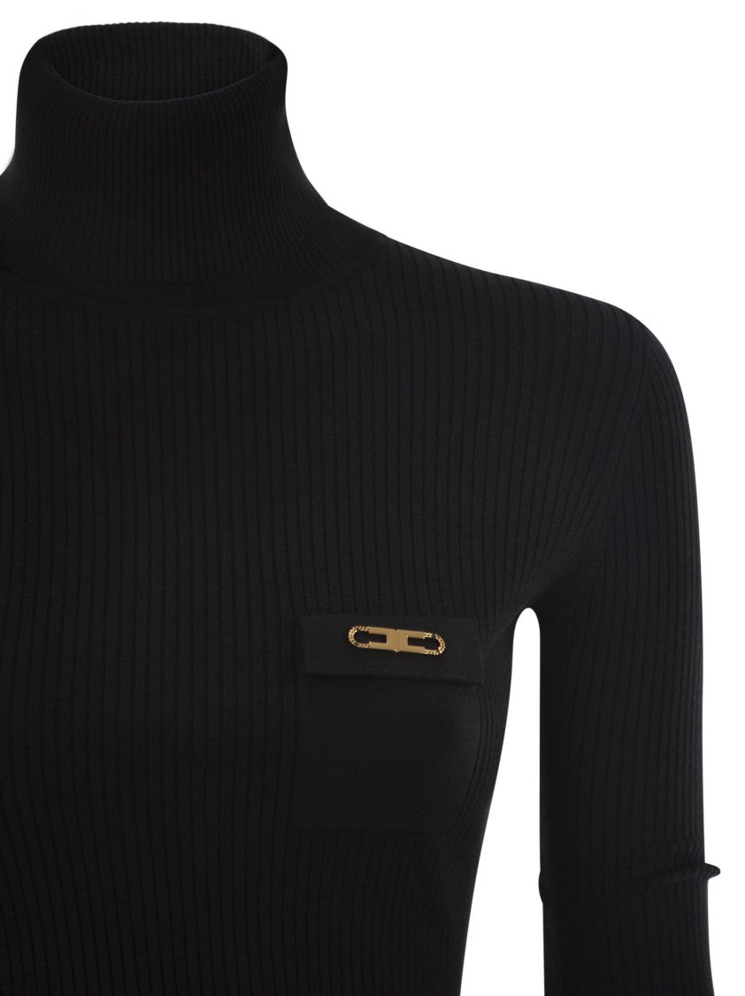 Elisabetta Franchi Ribbed Knit With Pocket