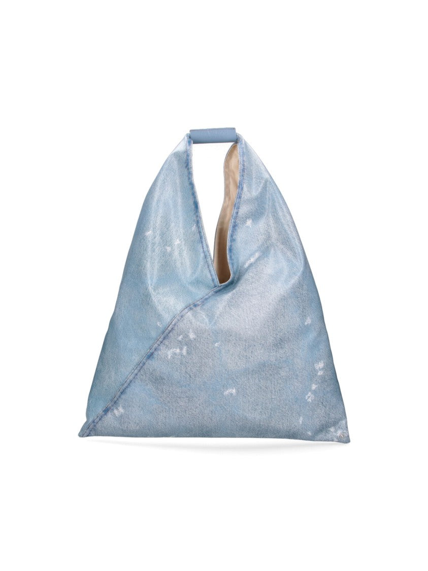 Mm6 By Maison Margiela Triangular Denim-Effect Bag With Structured Handle