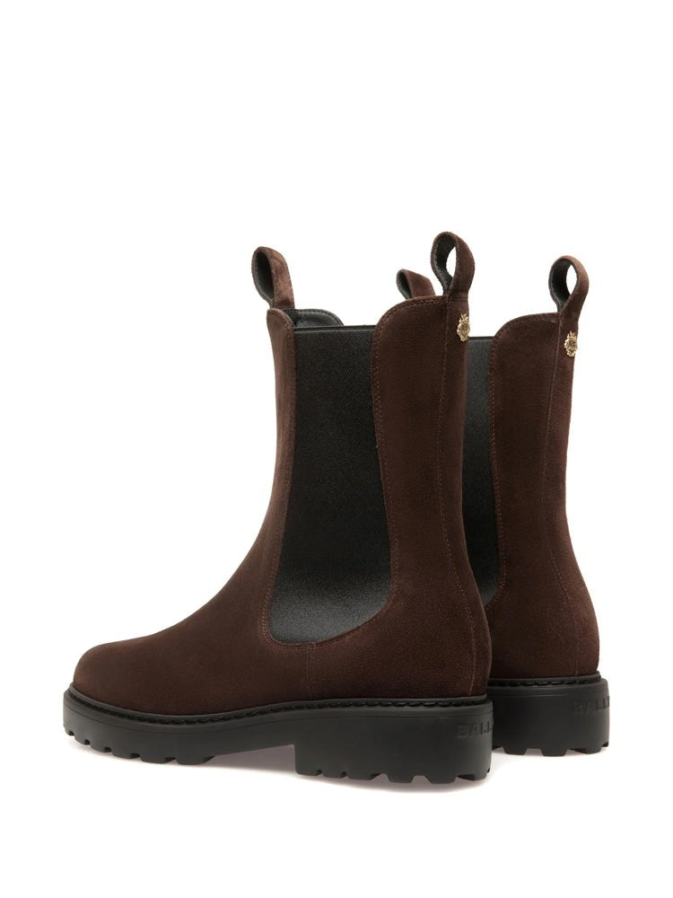 Bally Brown Elastic Side Panel Suede Ankle Boots
