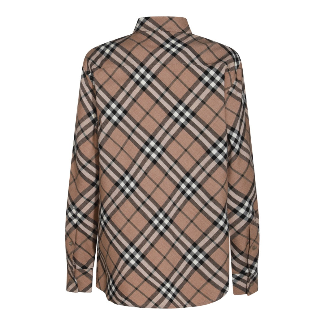 Burberry Beige Wool Check Motif Casual Shirt