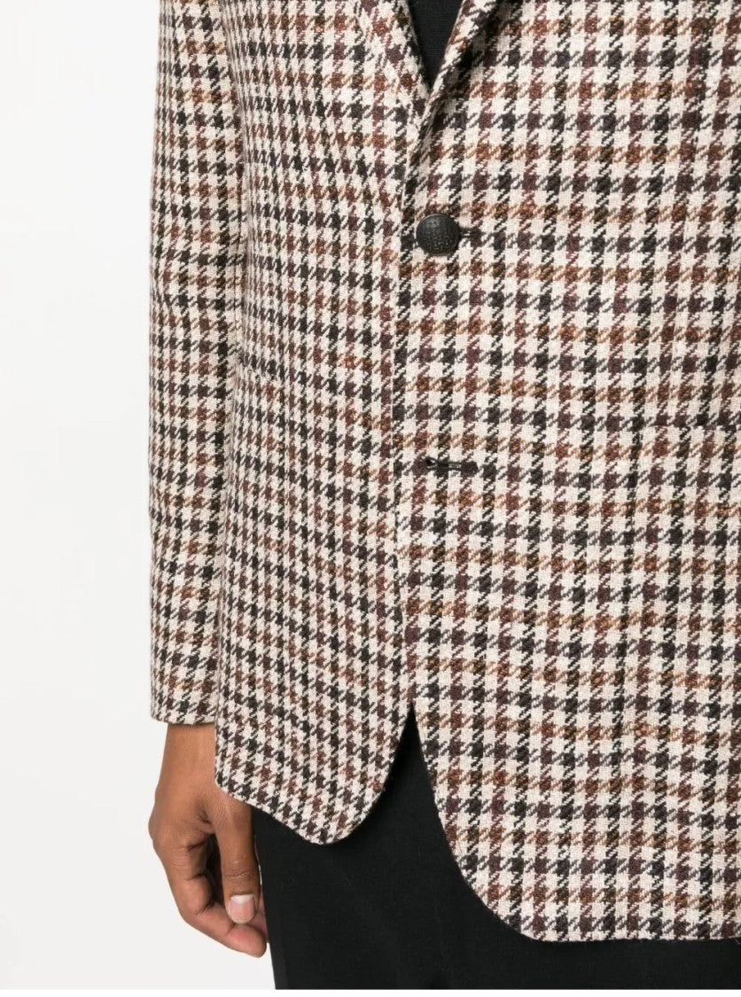 Tagliatore Tailored Houndstooth Blazer With Notched Lapel