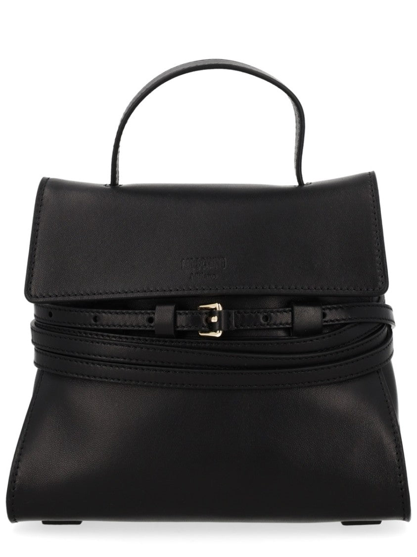 Moschino Black Tie Me Small Flap Handbag