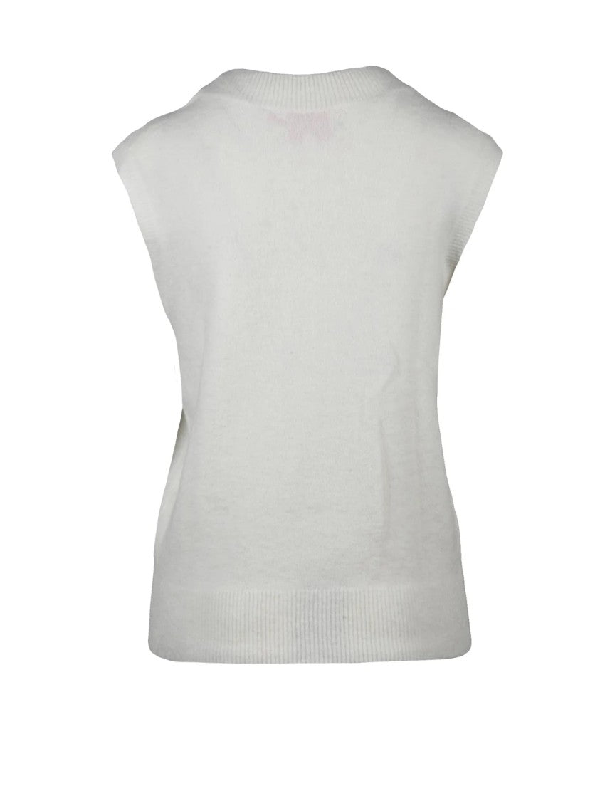 Mc2 Saint Barth White Alpaca-Blend Knit Vest