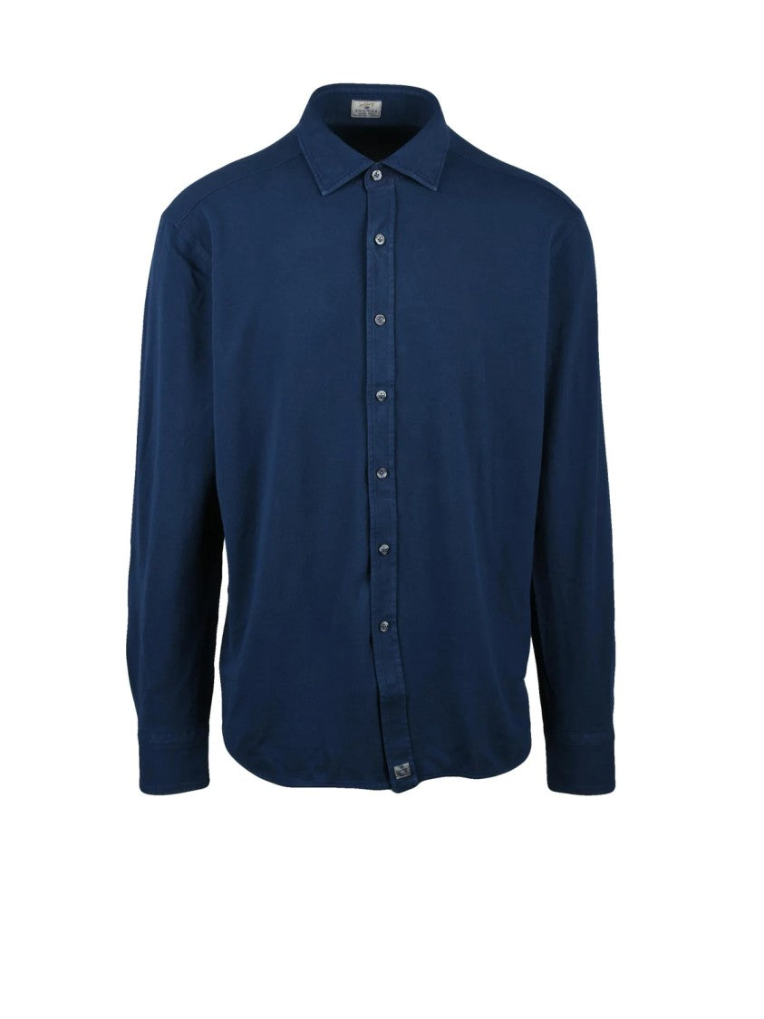 Sonrisa Silvery Button-Down Cotton Shirt With Tailored Fit Silvery