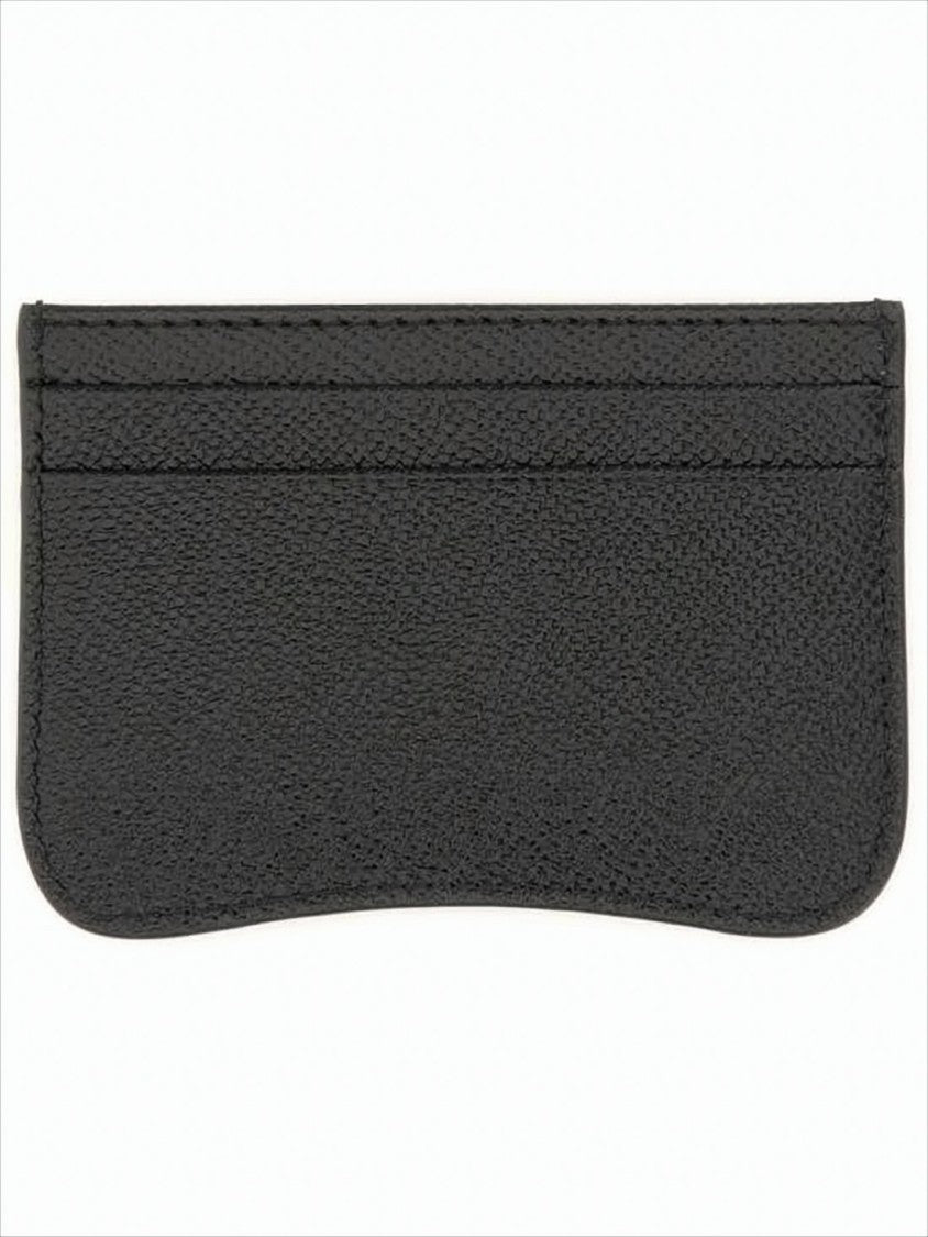 Ami Textured Cow Leather Card Wallet With Heart Emblem