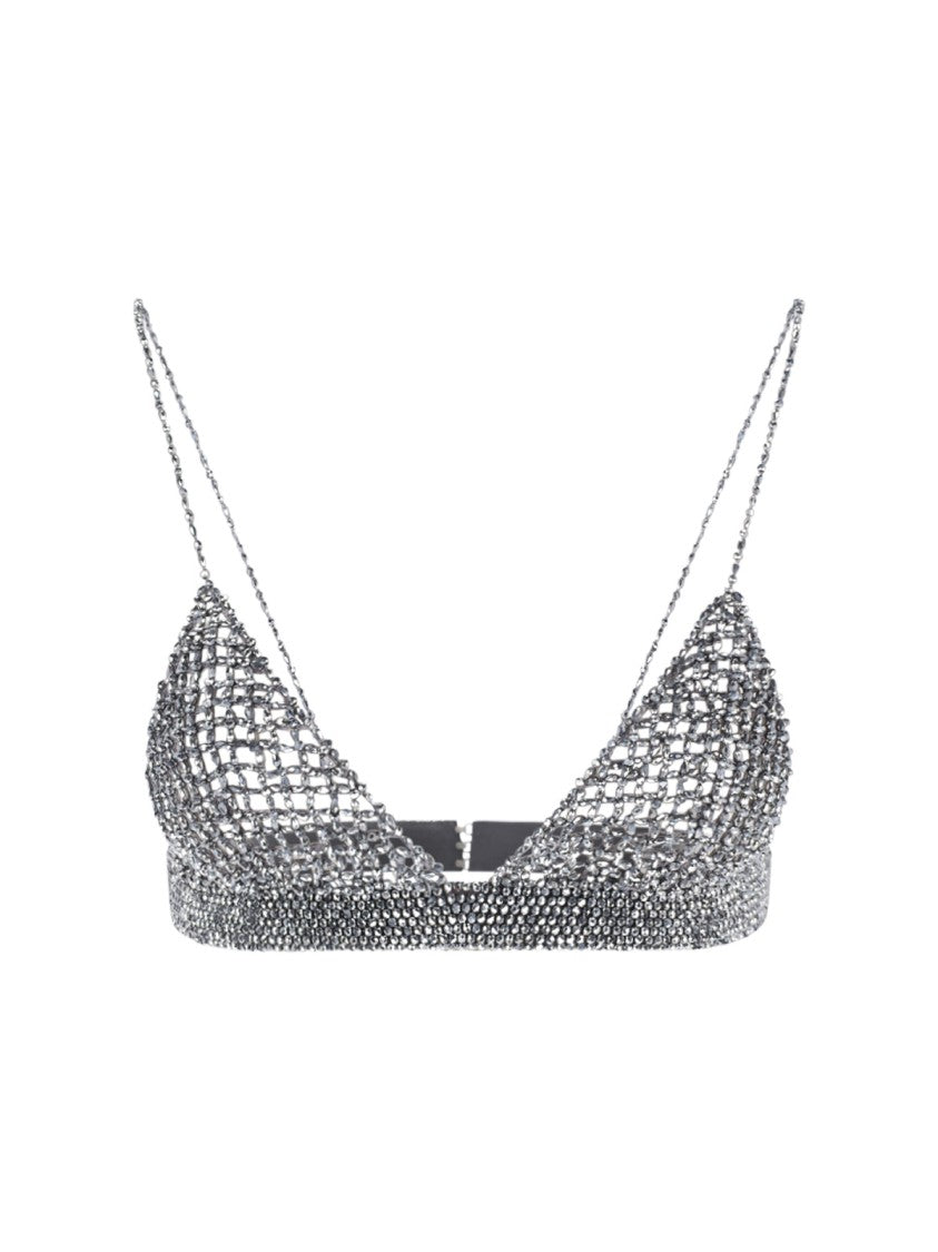 Golden Goose Beaded Top In Grey Mesh, Bralette Design