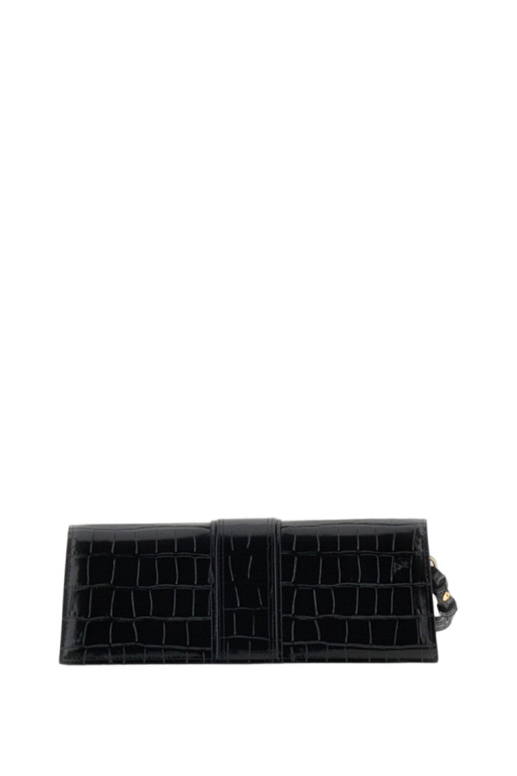 Jacquemus Black La Pochette Bambino Crocodile-Embossed Leather Clutch