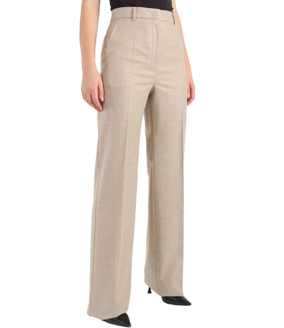 Max Mara Classic Beige Trousers With High Waist