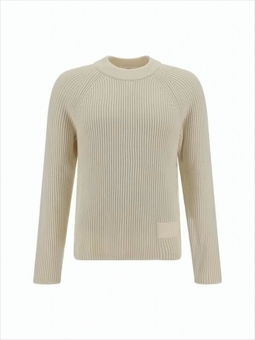 Ami Ribbed Knit Sweater With Crew Neckline