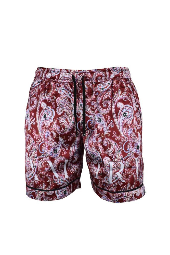 Amiri Red Viscose Shorts With Bandana Print