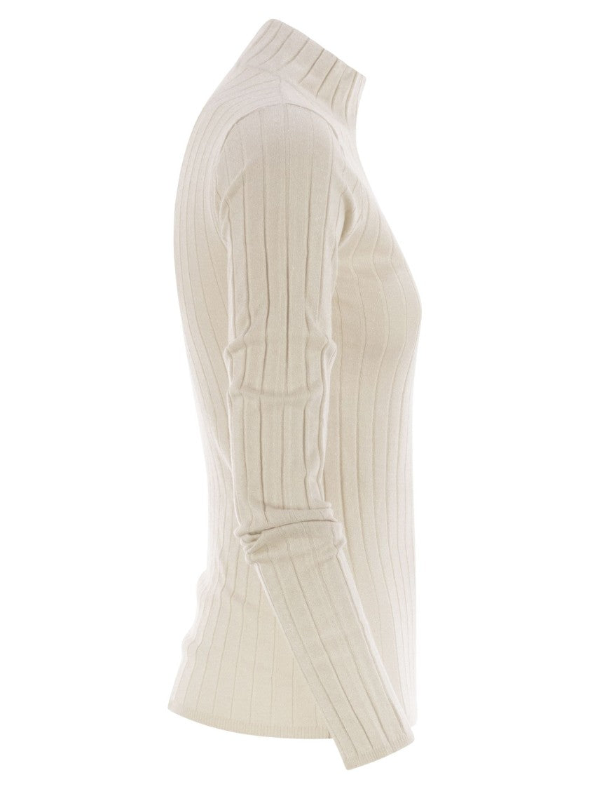 Brunello Cucinelli Lightweight Cashmere And Silk Broad Rib Sweater