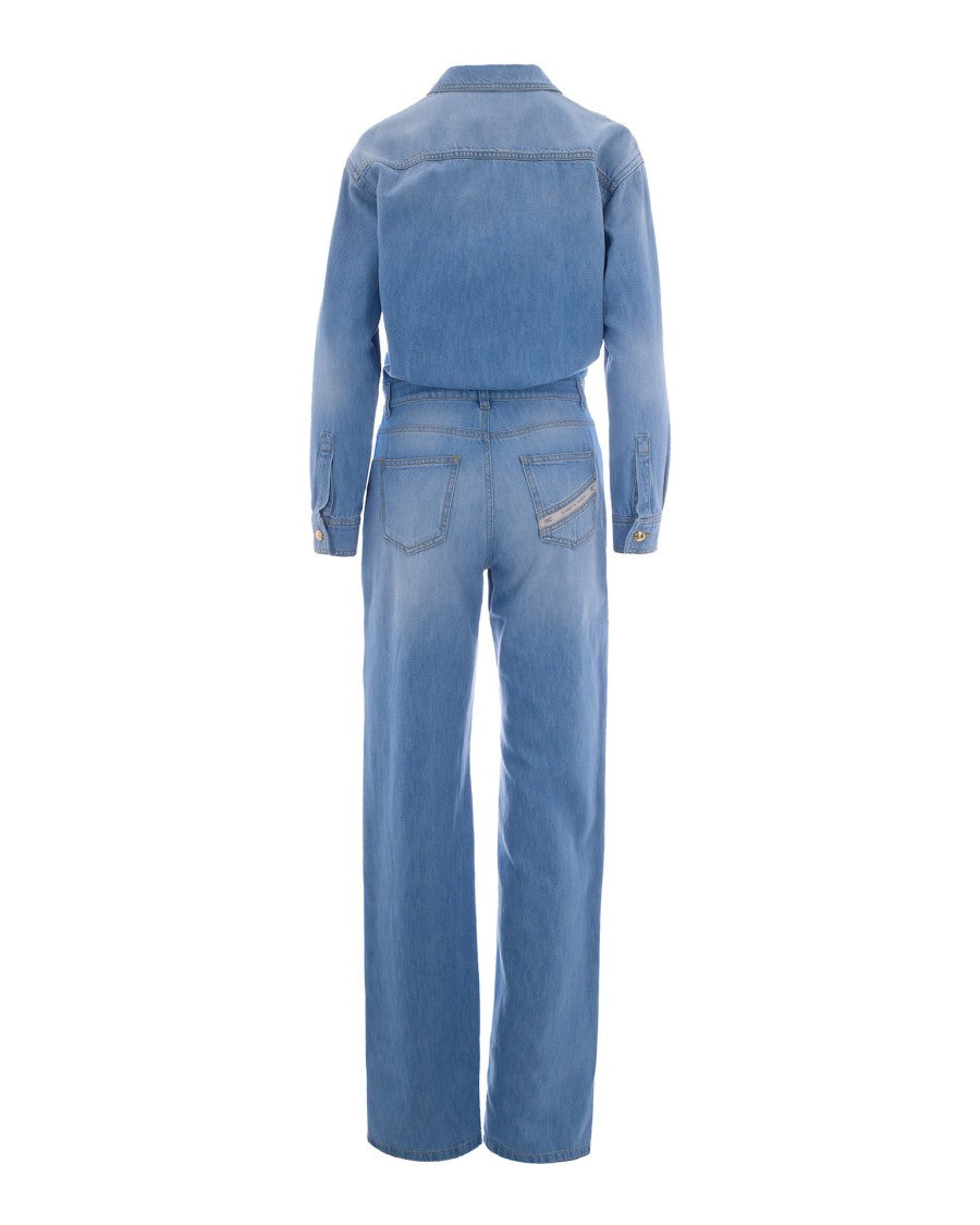 Elisabetta Franchi Light Blue Denim Jumpsuit