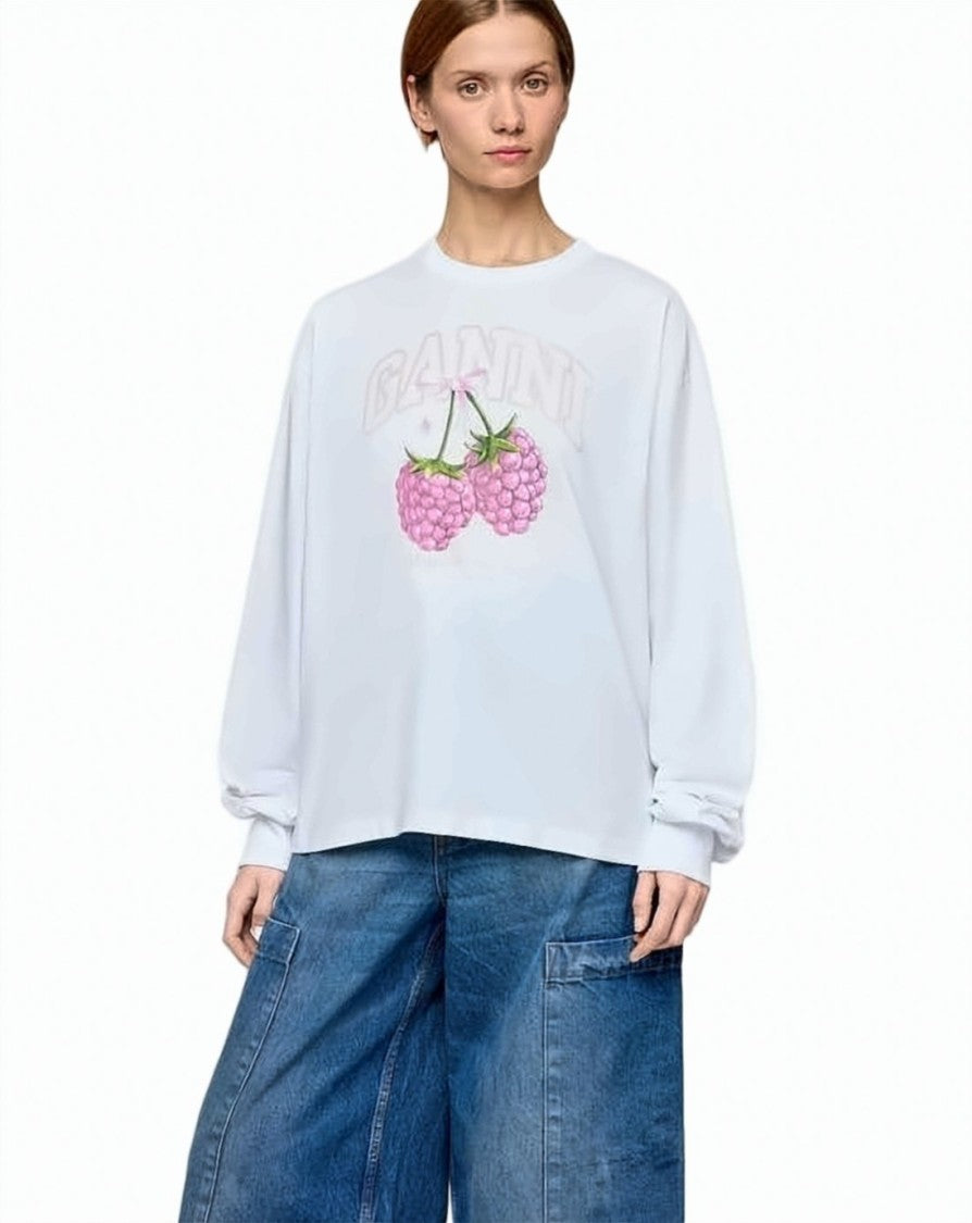 Ganni Relaxed Fit Long-Sleeve Shirt With Puff Sleeves