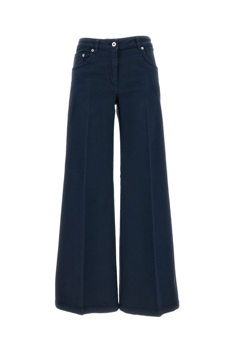 True Royal Wide-Leg Cropped Pants With High Waist