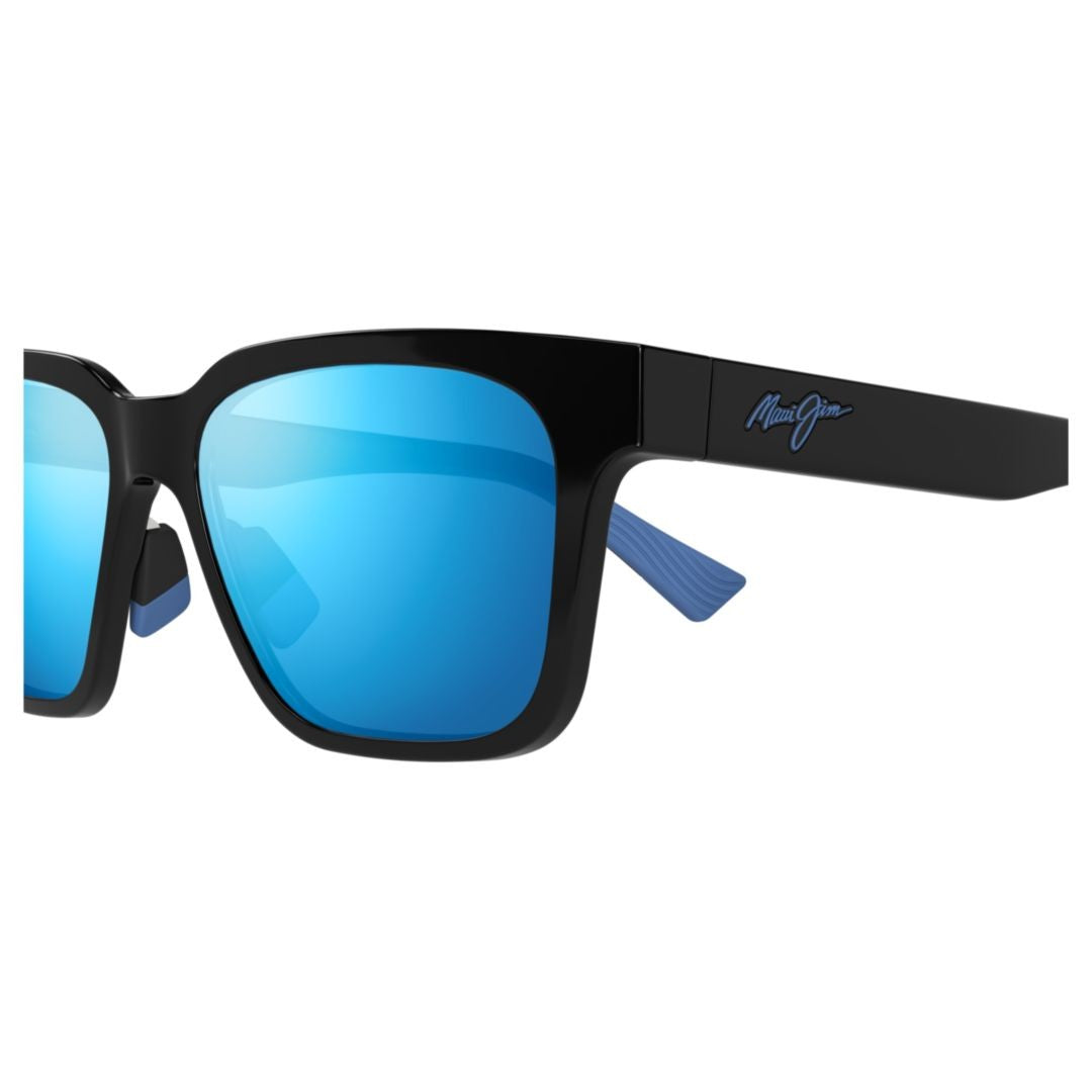 Maui Jim Punikai Sleek Rectangular Sunglasses With Reflective Blue Lenses