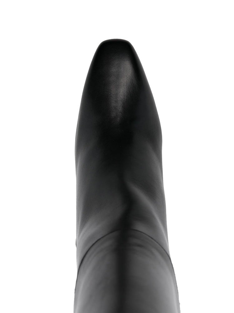 Bally Black Smooth Leather Gold Detail Long Boots
