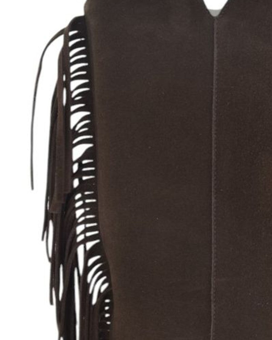 Via Roma 15 Suede Boot With Brown Fringes