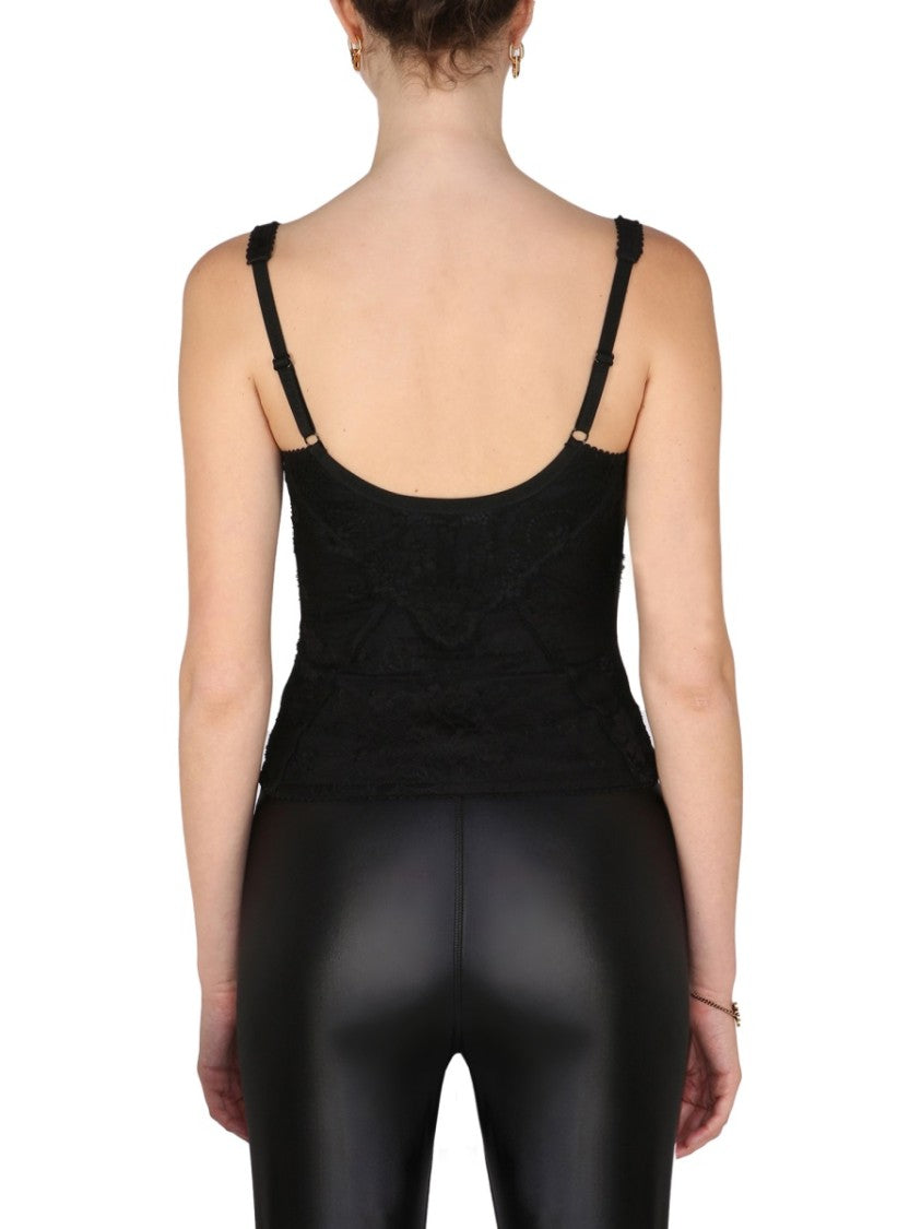 Balenciaga Fitted Stretch Lace Lingerie Top With Intricate Detailing