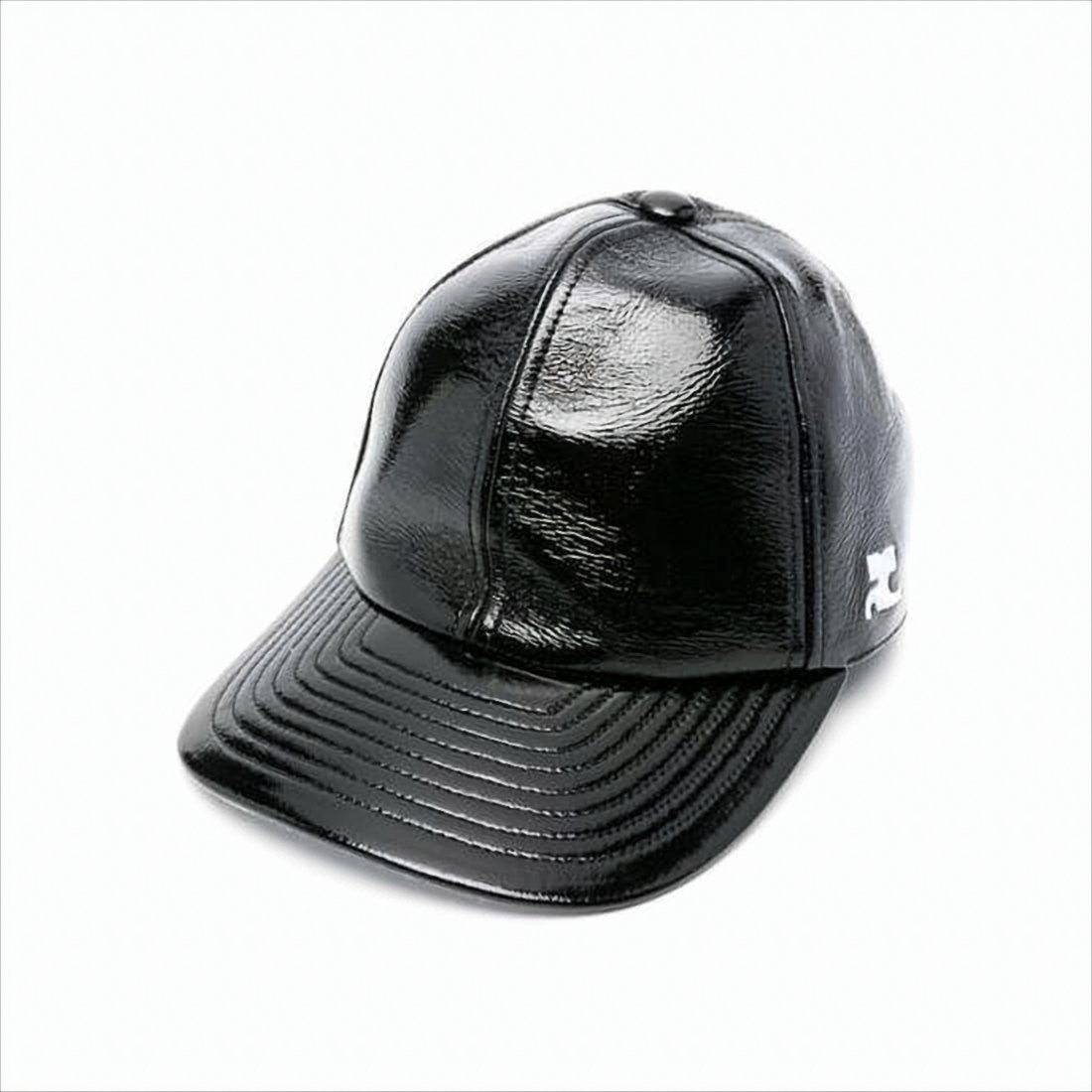 Courrèges Glossy Textured Black Hat
