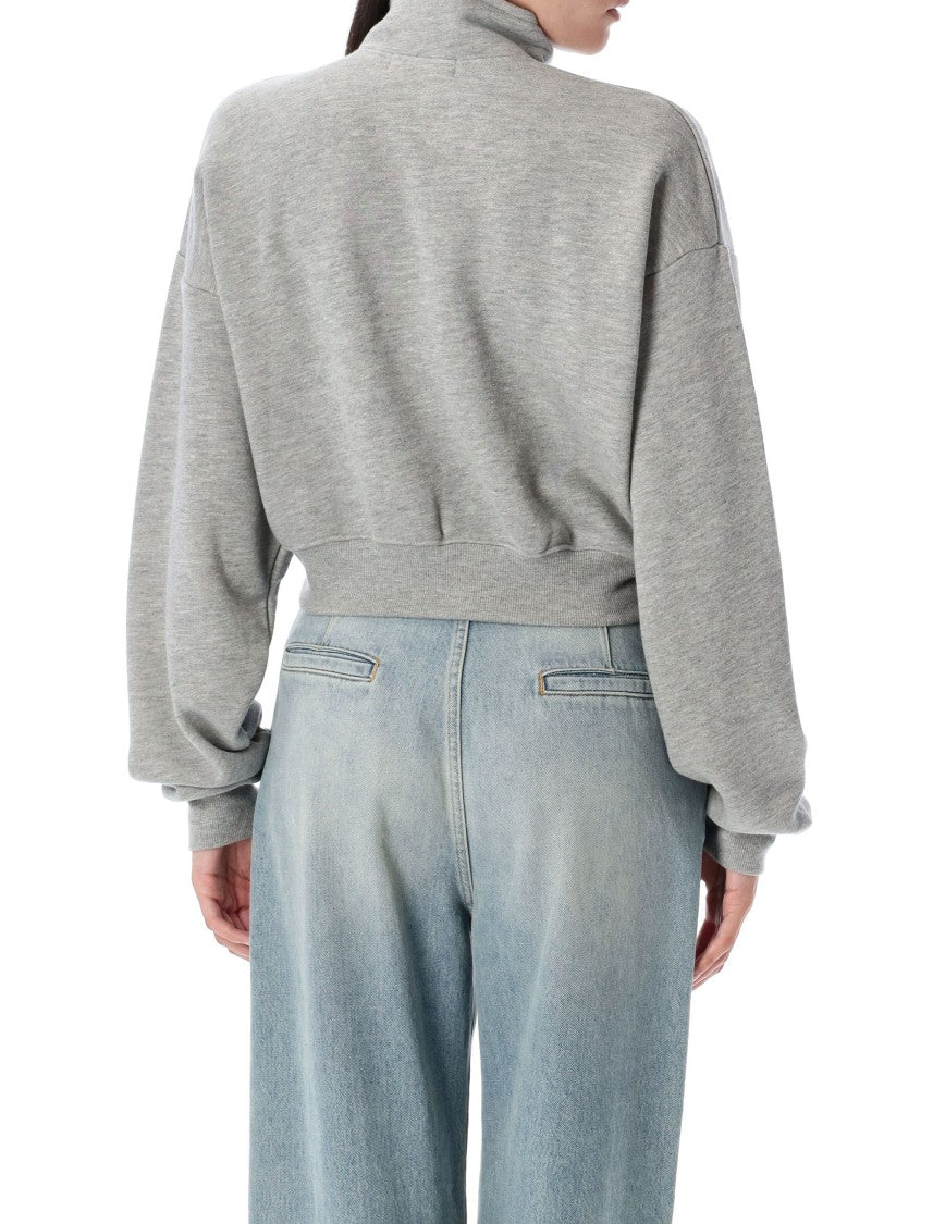 Eterne Half-Zip Cropped Sweatshirt With High Neck