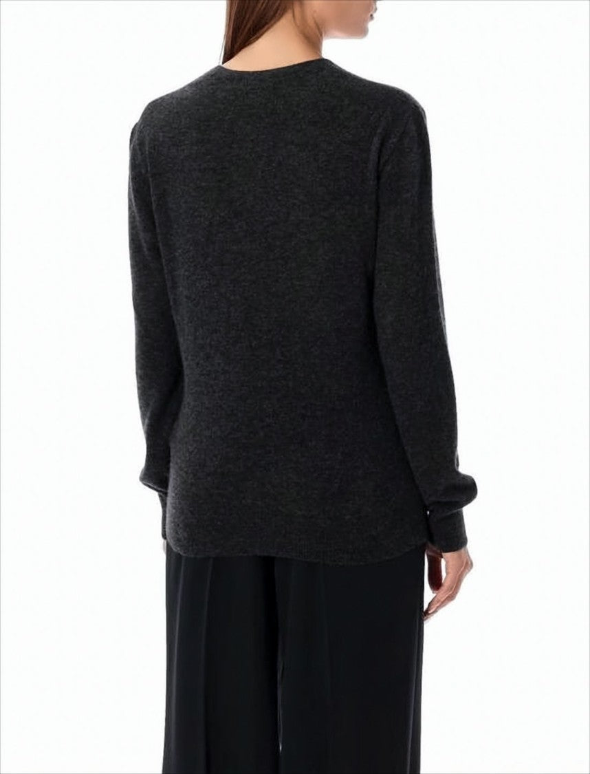 Saint Laurent Long-Sleeved Cashmere-Silk Blend Sweater With Ribbed Details