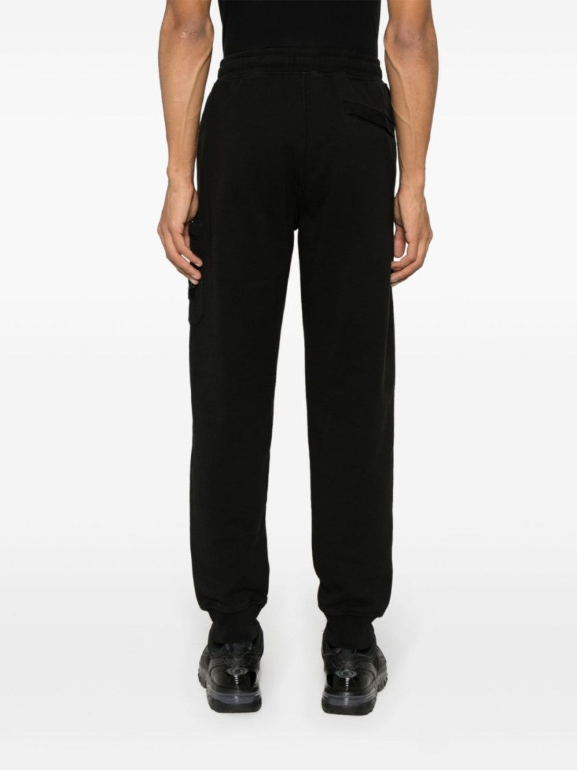 Stone Island Relaxed Fit Black Trousers With Elasticated Waistband And Distinctive Patch Pocket