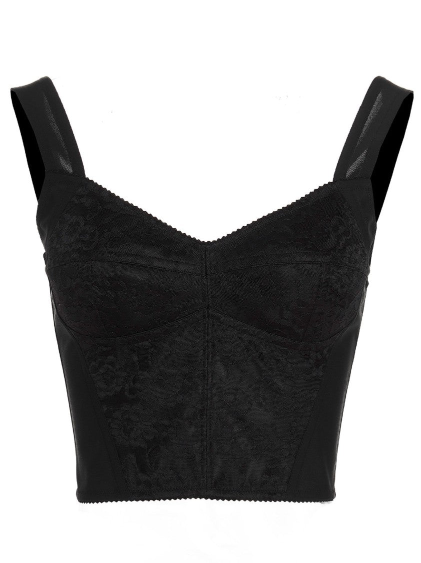 Dolce & Gabbana Heart-Shaped Neckline Jacquard And Lace Bustier