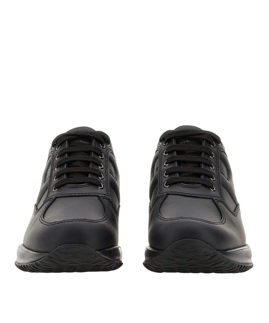 Hogan Contemporary Black Calfskin Sneakers With Elegant Design