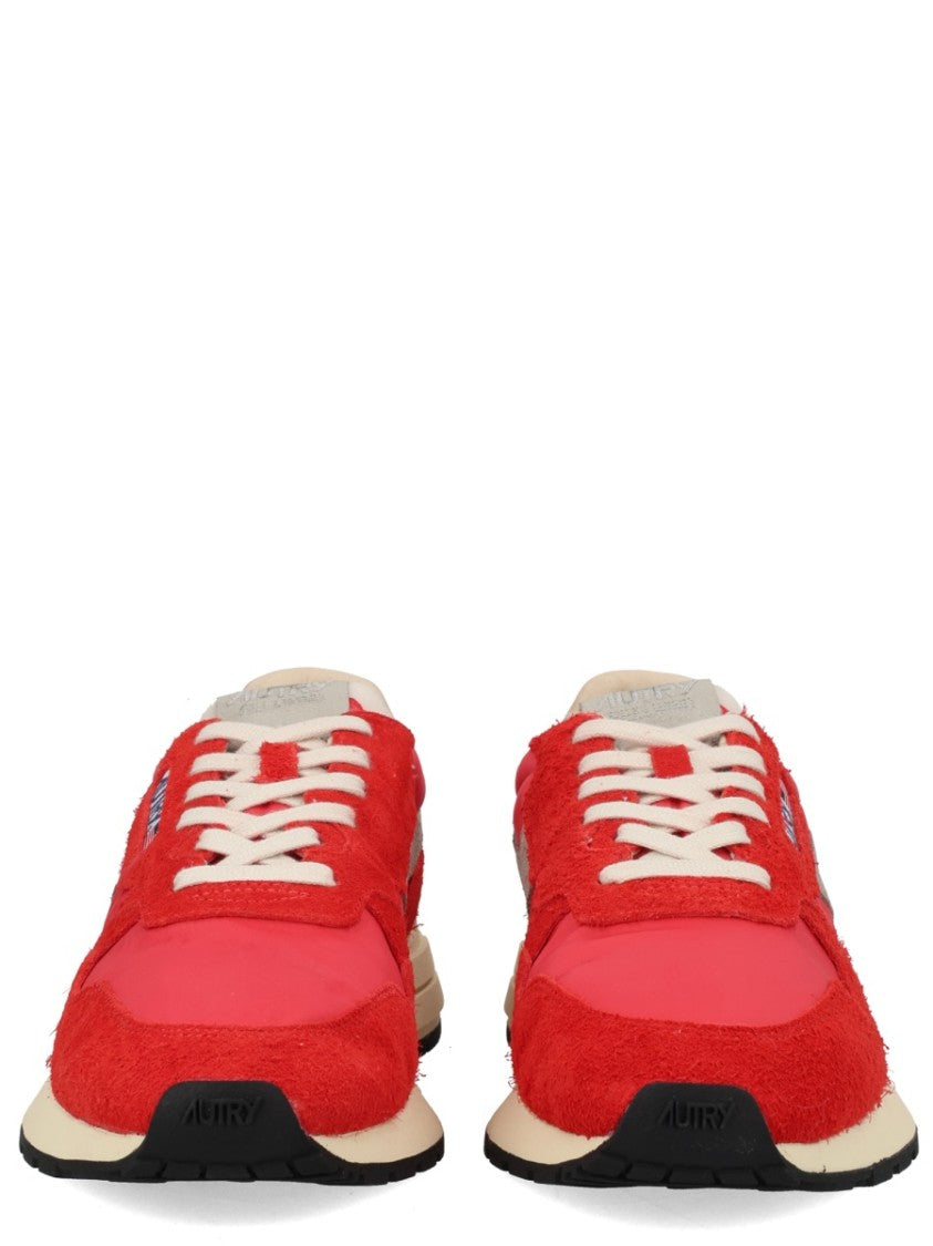 Autry Red Reelwind Low Suede Overlay Sneakers