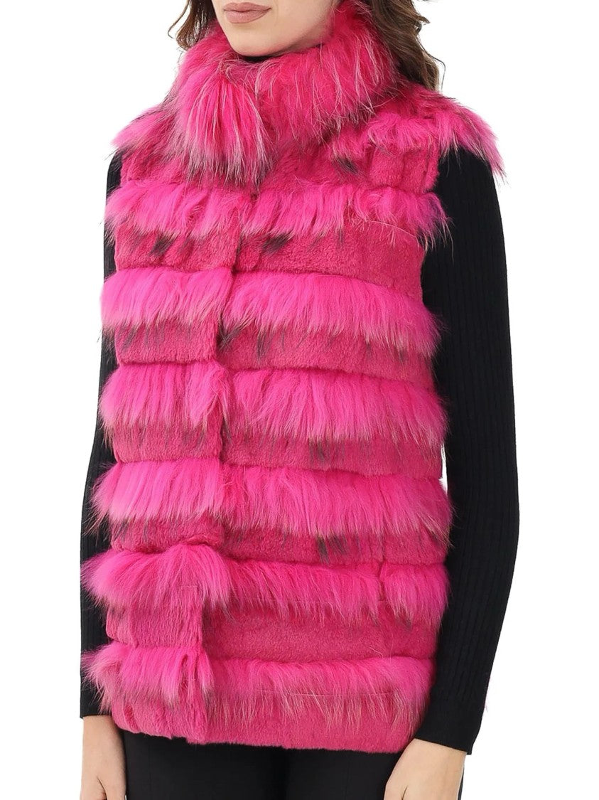 Mehran Fuchsia Rabbit Fur Vest