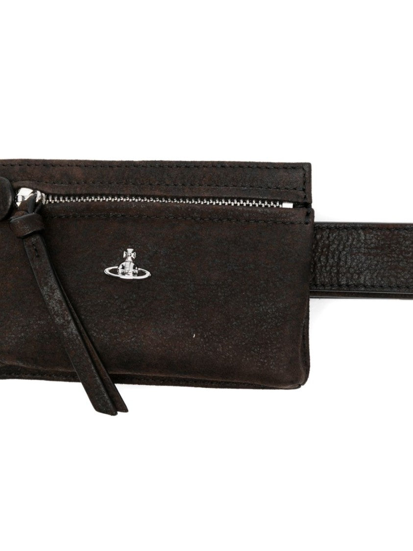 Vivienne Westwood Brown Textured Dual Compartment Belt Bag