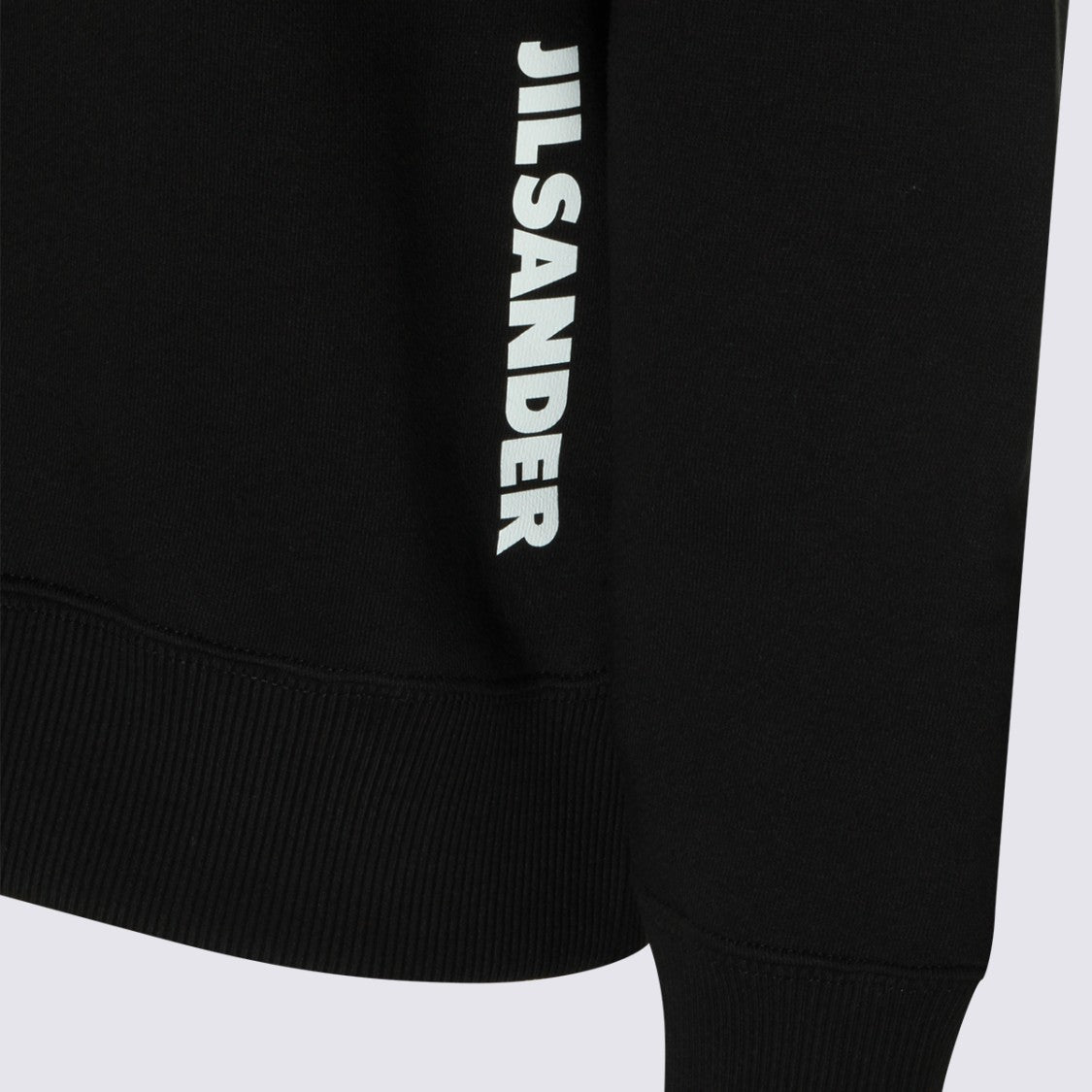 Jil Sander Hooded Black Sweater With Minimalist Design And Contrasting Drawstrings