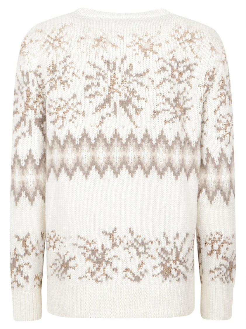Fabiana Filippi Knit Sweater With Geometric And Floral Patterns