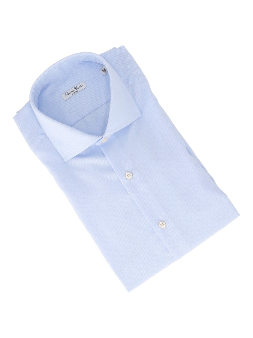 Sartoria Del Campo-Sonrisa Light Blue Cotton Structured Collar Dress Shirt