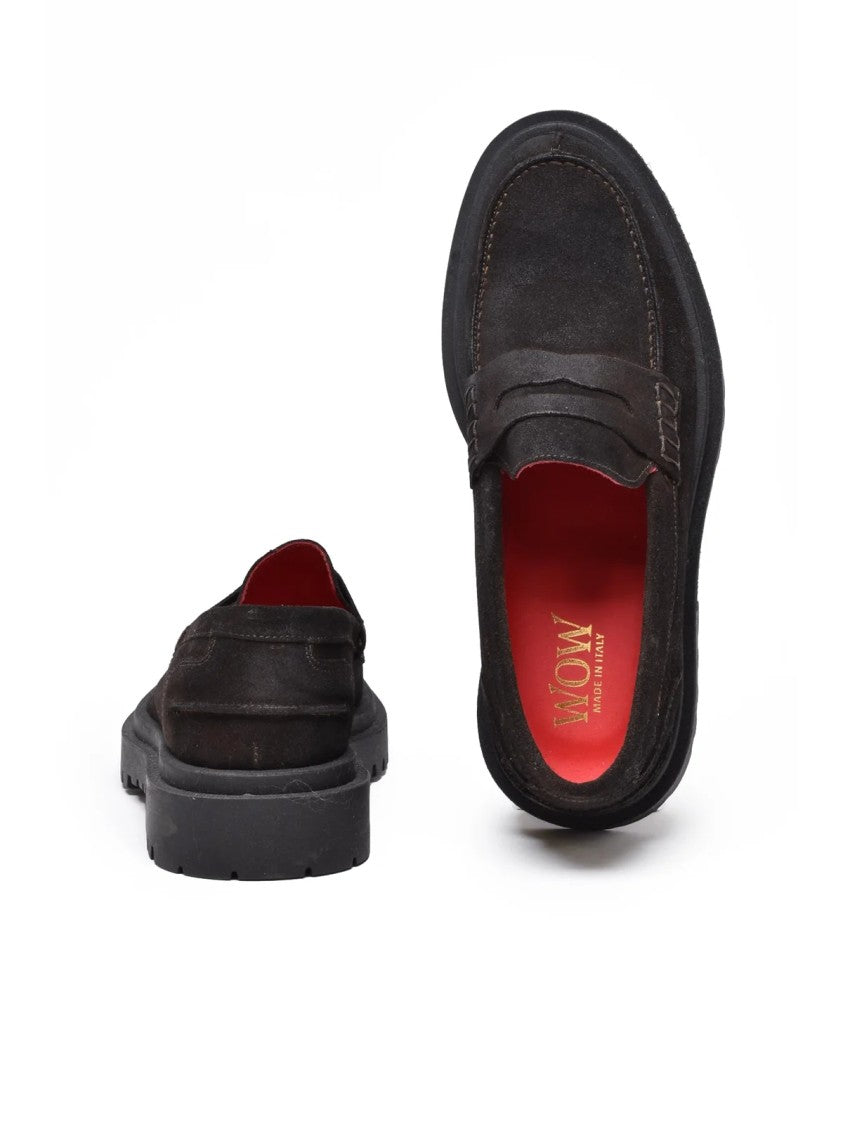 Wow Made In Italy Brown Suede Platform Moccasins