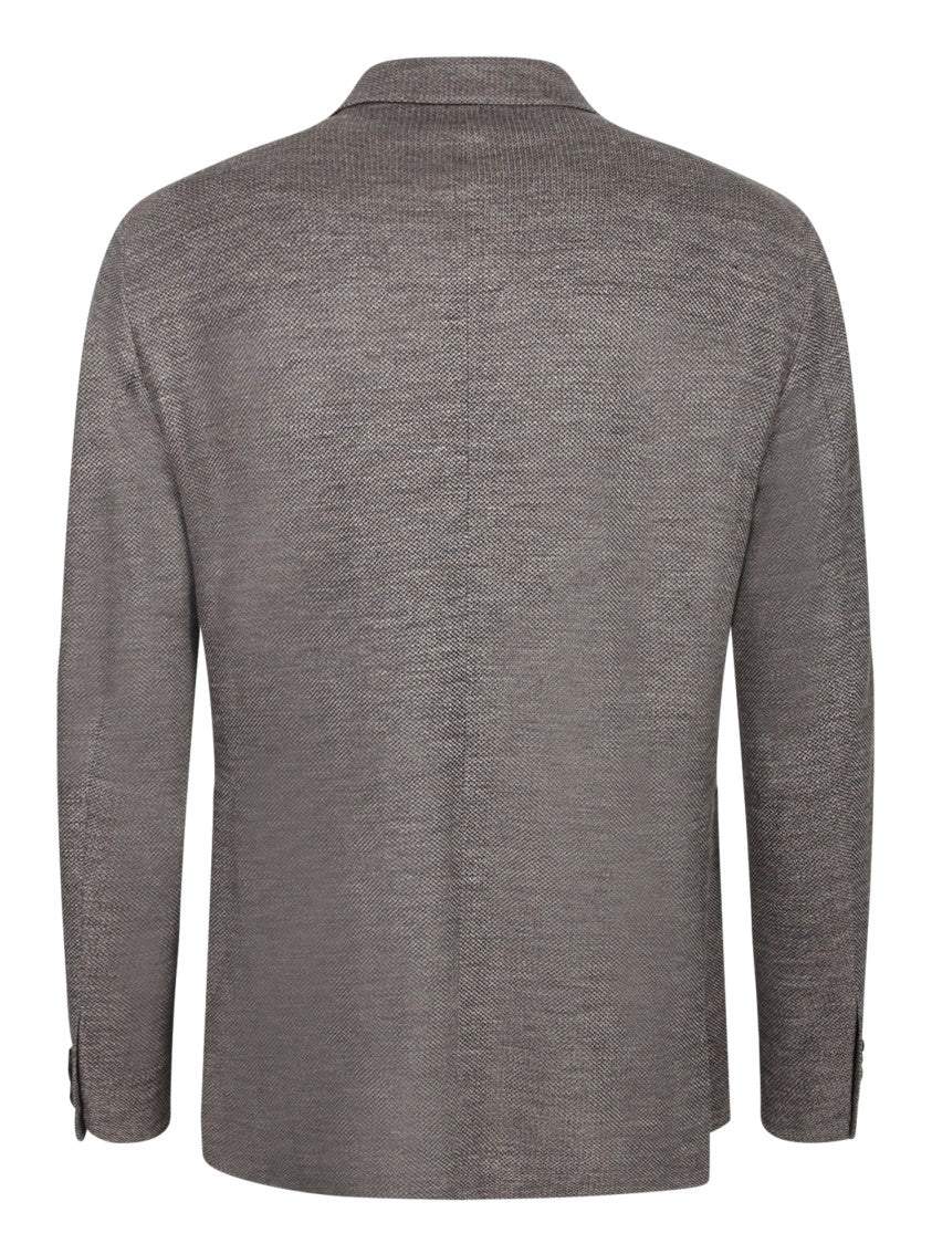 Tagliatore Double-Breasted Brown Blazer With Notched Lapels